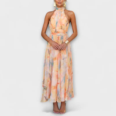 Robe Maxi Halter-Neck Aquarelle Print